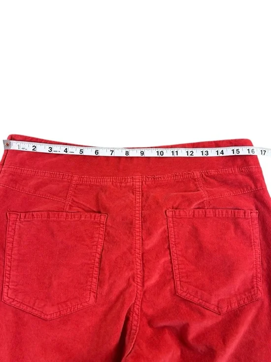 FREE PEOPLE In My Feelings Velvet Crop Slim Flare Pants Red M NWOT Retro Boho - Picture 15 of 15